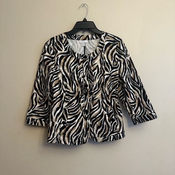 Charter Club Tops - Charter Club Black and White Zebra Print Blouse